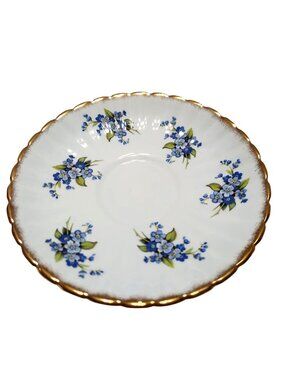 Gladstone Staffordshire England Fine Bone China Saucer Blue Floral Vintage